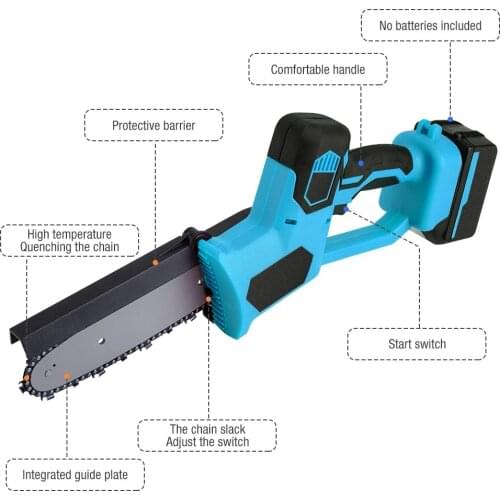 1200W Mini Cordless Electric Chainsaw 8" Rechargeable Handheld Wood Cutter Electric Saw Home Garden Branch Tool