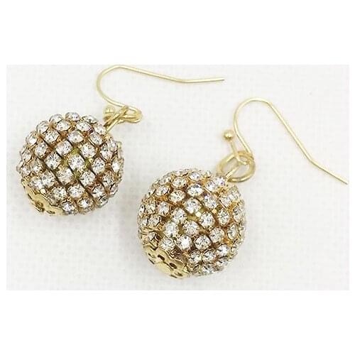Shiny Crystal Earring Ball Shaped Drop Earring, Hot Trendy Fashion Earrings Crystal Ball Girls Earring Jewelry