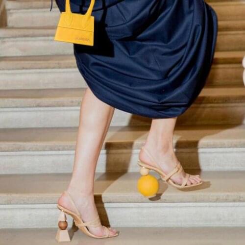 High Heels Sandals Asymmetric Round Heels Personalized Gladiator Sandals Womens Shoes Fashion Show Pumps Bohemian Sandalias