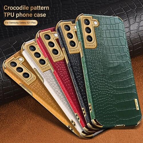 Crocodile Pattern Texture PU Leather Phone Case For Samsung Galaxy S21 Ultra Plus Back Cover Coque For Samsung Galaxy S 21 Plus