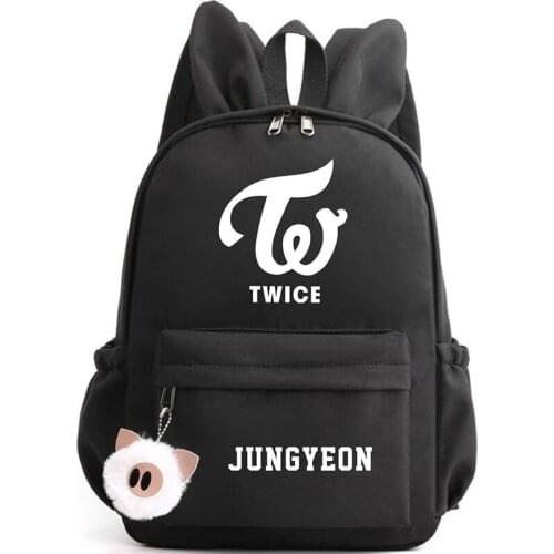 New arrival Lovely Twice Backpack Canvas School Travel Bag Backpack for teenage girls Rabbit ears Cute backpack korean backpack