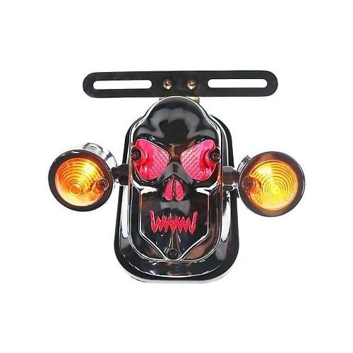 Chrome Skull Tail Light Turn Signal For Harley Deluxe Springer Classic Bobber FL