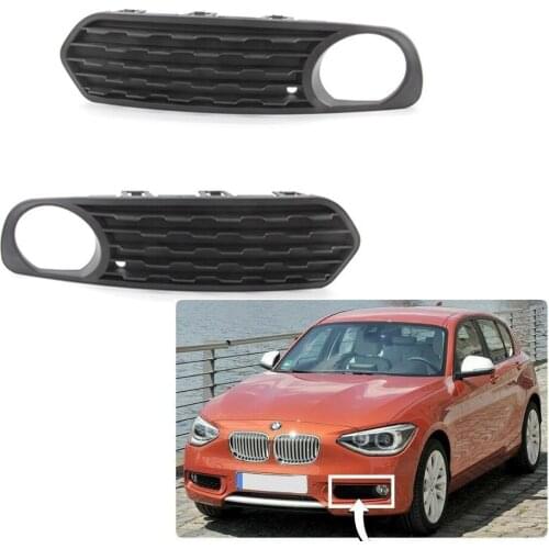 JanDeNing 2pcs ABS Front Lower Bumper Fog Light Grill Cover Grille Trim For BMW 1 Series F20 F21 2011-2015