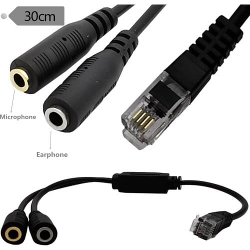Pro PC Computer Stereo Headset Cable Dual 3.5mm Female to RJ9 Male Jack Telephone Phone Adapter Converter Cord