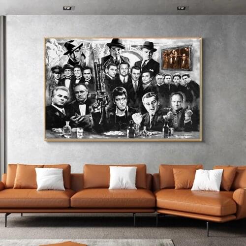 Tony Montana Scar Faces Godfather Canvas Painting Prints and Posters Cuadros Wall Art Pictures for Living Room Home Decoration