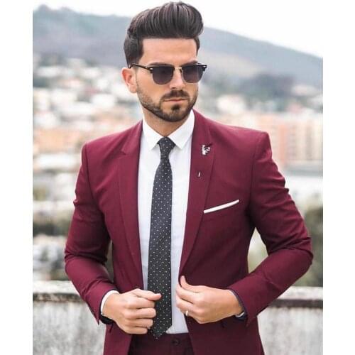 Groom Wear Notched Lapel For Wedding Tuxedo Fashion Men Blazer Business Prom Dinner Party Suit(Jacket+Pants+Tie) Slim Fit