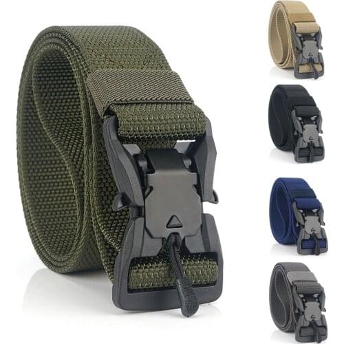 Magnetic Buckle Military Tactical Belt Adjustable Nylon Army Waistband Outdoor Quick Release Hunting Training Belt