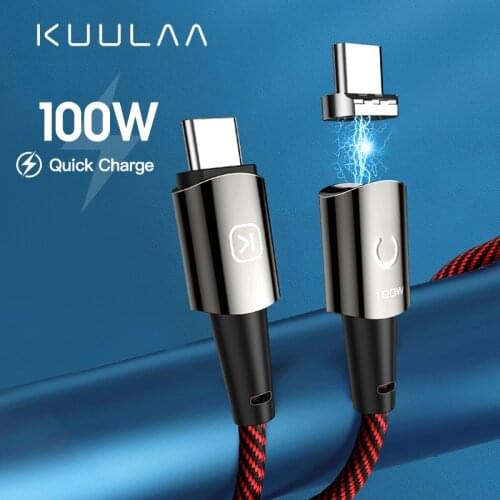 KUULAA PD 100W Type C to Type C Cable USB C Zinc alloy cables For Xiaomi Mi 10t Pro Magnetic 5A Quick Charging Cable For MacBook