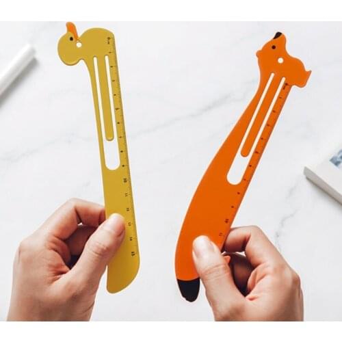 Cartoon Metal Bookmark Ruler School Student Supply Book Holder Clip Measuring Scale Drawing Tool