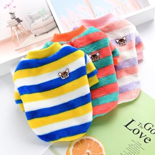 Soft Flannel Dog Clothes Striped Pet Shirt Clothes For Small Medium Dogs Costume Bulldog Winter Pet Clothes Ropa Perro Chihuahua