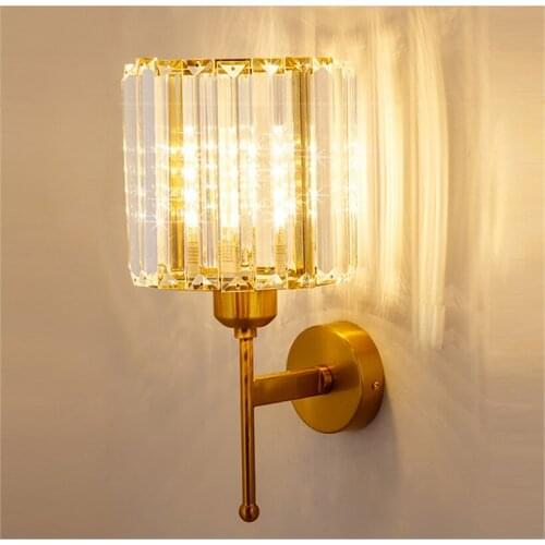 Luxurious Crystal LED Wall Lamps Sconce Fixtures Golden Modern Nordic Mirror Light Wandlamp Bedroom Wall Light Lampara De Pared