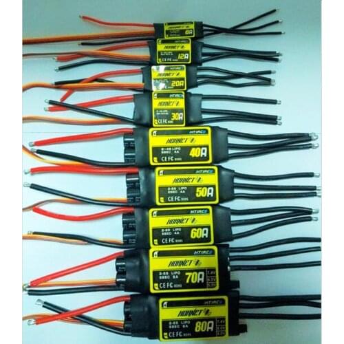 HTIRC Hornet Fixed Wing Series 12A 20A 30A 40A(2-4S/2-6S) 60A 80A Brushless ESC for RC Model Airplane Helicopter Parts