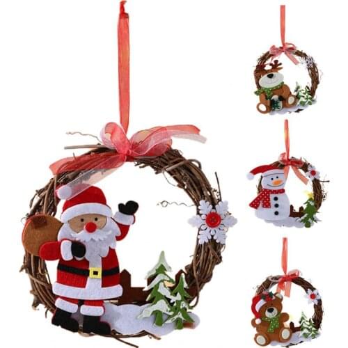 New Christmas Wreath Natural Cartoon Shape Dried Flowers Rattan Vine Wall Door Christmas Festival Ornament for Home Decor 2021