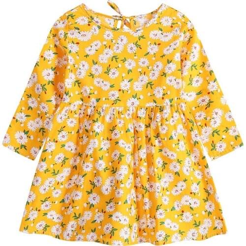 2021 girls long-sleeved printed dress, childrens spring and autumn new floral childrens princess dress