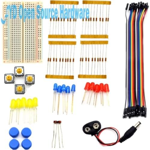 Portable Kit Resistor Jumper Wires Breadboard Switch Key LDR Battery Connector Handy Starter Kit for arduino UNO R3