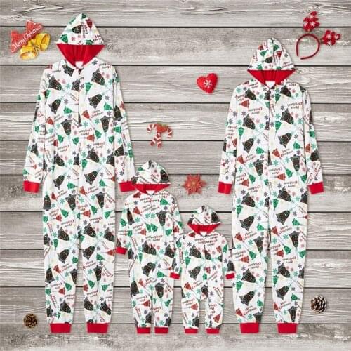 Long sleeve Hooded Family Christmas Pajamas Set snowflake Bells Print Adult Kids Xmas Clothes Sleepwear jumpsuit Autumn Clothes