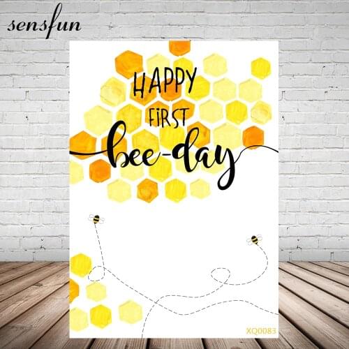 Sensfun Hardworking Bee Backgrounds For Photo Studio Yellow Honeycomb Children Baby Shower Newborn 1st Birthday Party Backrop