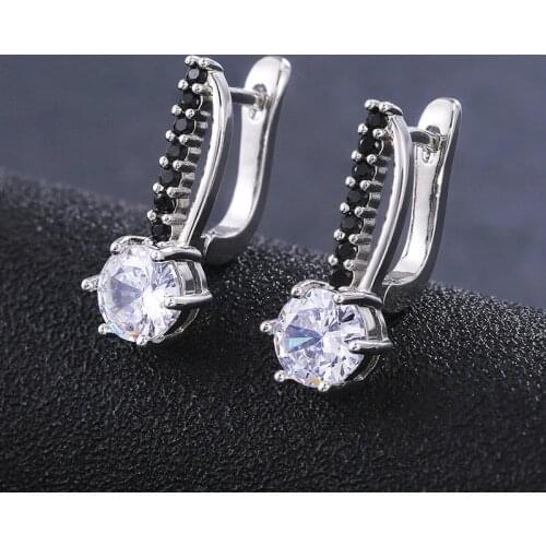 Fashion Zircon Geometric Stud Earrings For Women Elegant Wedding Party Jewelry Accessories Pendientes Brincos eh597