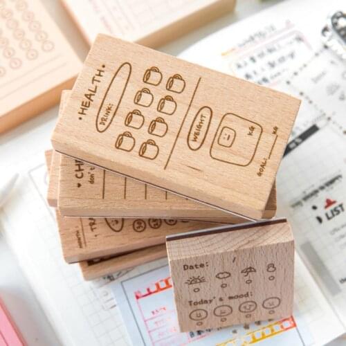 Vintage Memo Receipt Weather Mood Record Stamp DIY Wooden Rubber Stamps For Scrapbooking Stationery Scrapbooking Standard Stamp