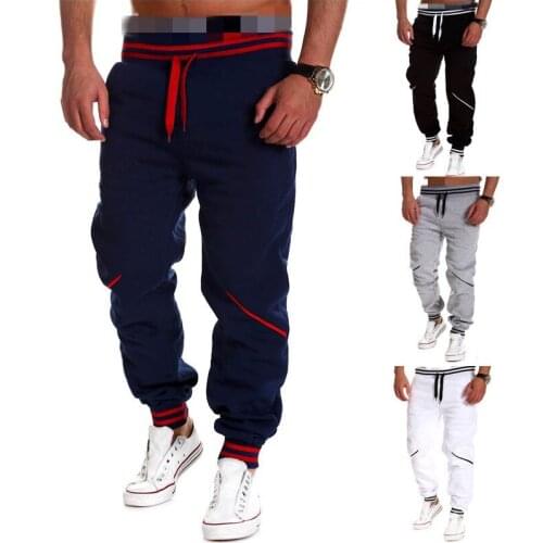 Spring and Autumn Mens Fashion Casual Color Contrast Stitching Sports Trousers