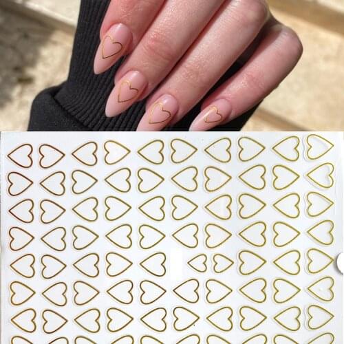 1pcs gold love heart 3D Stickers Decals Transfer Stickers Self-adhensive Slider Tip Abstract Wrap Decoration 2021 fashion