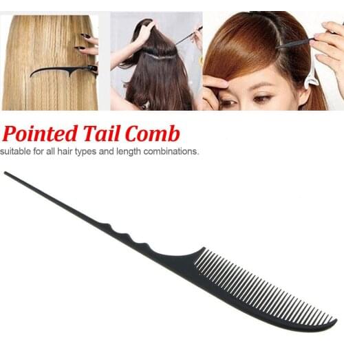 Black Pointed Tail Comb Clip Design Brush Tools Hair Pointed Tail Hairdressing Styling Comb Nice Type Hairbrush Carbon Fiber