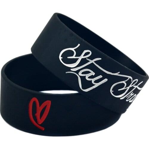 1PC Stay Strong with Love Silicone Wristband One Inch Wide Black