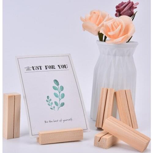 10Pcs Wooden Photo Stand Business Card Holder Rectangle Card Clip Picture Holder