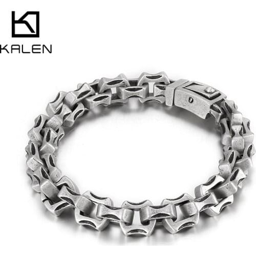11mm Ancient Silver Color Smart Link Chain Bracelet Vintage Style Wholesale Jewelry