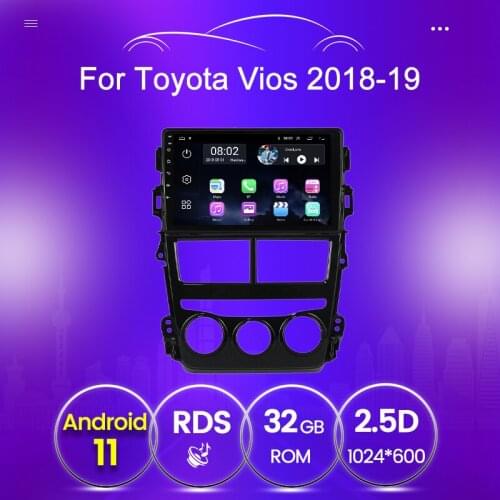2GB 32GB RDS Android 11 WIFI Autoradio Multimedia system For Toyota Vios Yaris 2018 2019 GPS Carplay Mirror screen