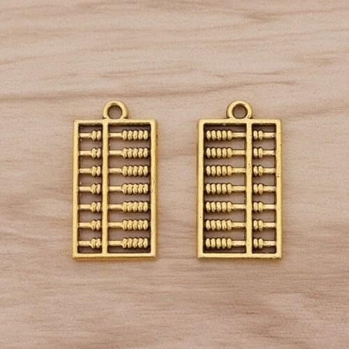 20 Pieces Antique Gold Abacus Charms Pendants 2 Sided Beads for Necklace Bracelet DIY Jewellery Making 25x13mm