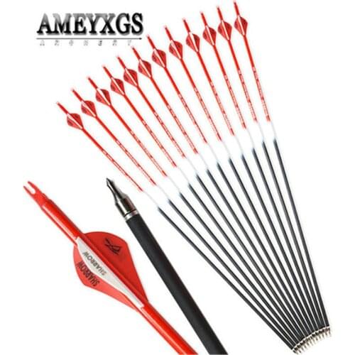 20pcs High Quality 31.5inch Mix Carbon Arrow Spine500 Fit 30-60lbs Bow Shooting Practice Outdoor Hunting Archery Accessories