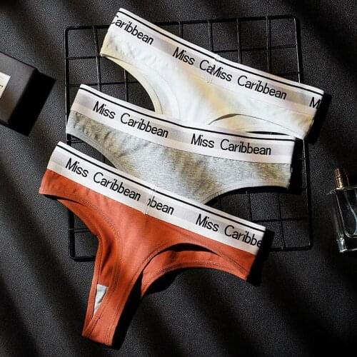 3Pcs/Pack Women Cotton Thong Underwear Summer Low Rise G-String Panties Fashion Sport Fitness Briefs Ladies Casual Underpants