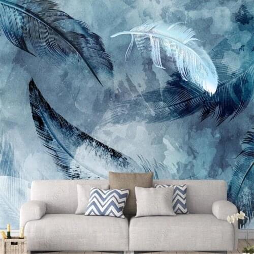 Milofi custom 3D wallpaper mural modern minimalist feather retro nostalgic creative living room bedroom background wall paper