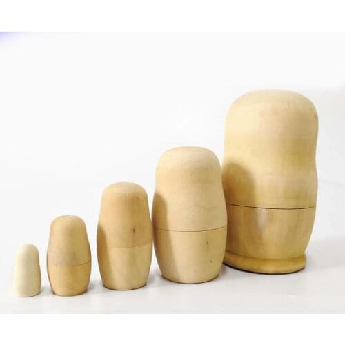 5Pcs/Set Blank Wooden Embryos Russian Nesting Doll Toy Unpainted Matryoshka Doll DIY Paint Skill Training Toys For Children Gift