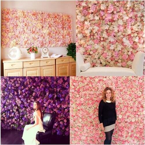 60x40cm Artificial Silk Hydrangea Rose Flower Wall Panels for Wedding Backdrop Centerpieces Party Decorations Wed