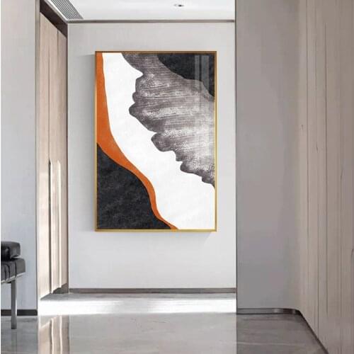 Abstract Grey Orange Block Canvas Painting Minimalist Poster Fashion Print Wall Art F Living Room Modern Wall Art Picture Bilder