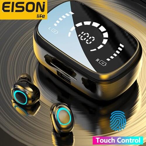 EISON Bluetooth Earphones HD Mirror 3500mAh Power Bank HIFI Stereo Noise Cancelling Headset Earbuds Wireless Headphones