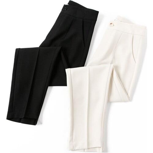 Korean Fashion Simple Women Pants 2021 Autumn Ankle Length Straight Trousers Female Office Suit Pants Ladies Streetwear Bottoms