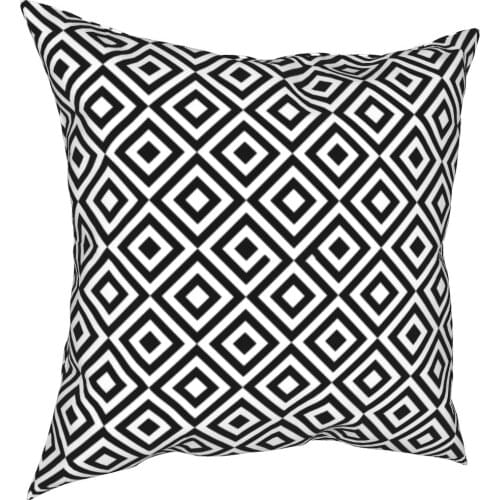 Black White Geometric Diamond Pattern Pillows Cases Monochrome Abstracts Modern Pillows Coverage Decor Pillows for Home 45x45cm