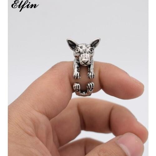 Elfin Retro Style Adjustable Chihuahua Big Ring Fashion Men Rings For Women Anillos Mujer Warcraft