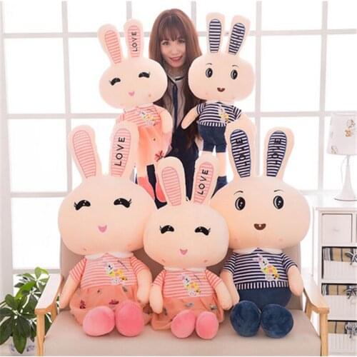 Fancytrader Giant Soft Bunny Plush Toy Big Anime Stuffed Rabbit Toys Doll Pink Blue 110cm for Children Birthday Christmas Gifts