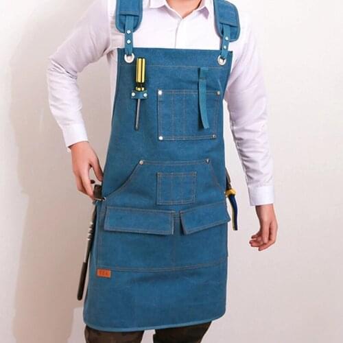 Woodworking Aprons Heavy Duty Waxed Canvas Work Apron with Pockets for Garden Carpenter Blacksmith Shop Apron