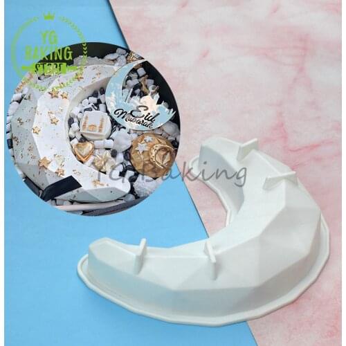 Dorica 5 Styles Moon Shape Mousse Cake Mold Mubarak Eid Chocolate Silicone Mould Fondant Cake Decorating Kitchen Baking Tool