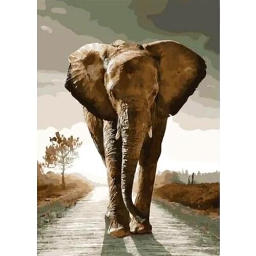 Painting By Number Elephant For Drawing Picture Wall Living Decoration Room Art Paint By Number For Adults With Frame 40x50