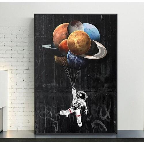 Inspired Astronaut Graffiti Art Canvas Paintings On the Wall Art Posters And Prints Cartoon Street Art Canvas Pictures Cuadros