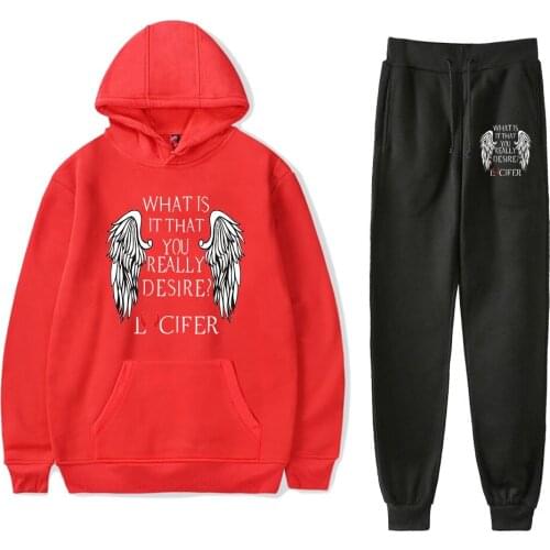 New TV Series Lucifer Season 5 Print Two Piece Set Women/Men Long Sleeve Hoodies+Long Pants 2020 Fashion Casual Suit