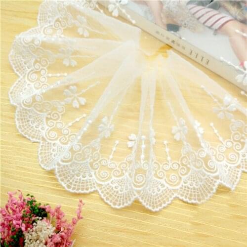 14 Yards Width 10.5cm White Cotton Embroidered Mesh Lace Garment Trimmings DIY Sewing Accessories 178