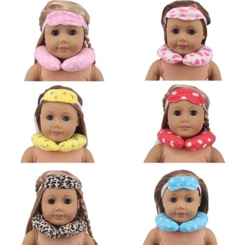 Doll Travel Mini U-shaped Pillow+Sleep Push Eye Mask For 18 Inch American&43 CM Reborn Baby New Born Doll Girls Russia Toy DIY