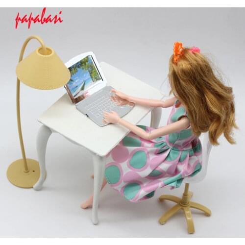 Mix color doll play house doll furniture desk+lamp+laptop+chair accessories for 1/6 BJD Doll toys